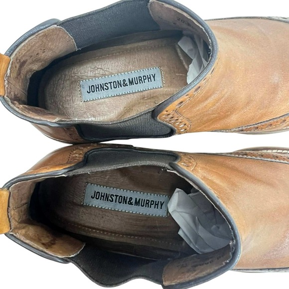 Johnston Murphy Mens 9M Tan Leather  Conard Gore Boots Elastic Ankle SKU:8387441